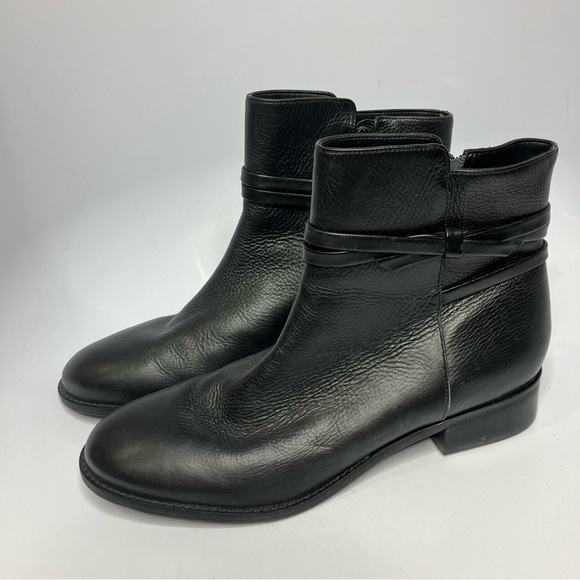 Talbots Tish Wrap Tie Pebbled leather ankle boots black leather size 10 - Picture 4 of 9